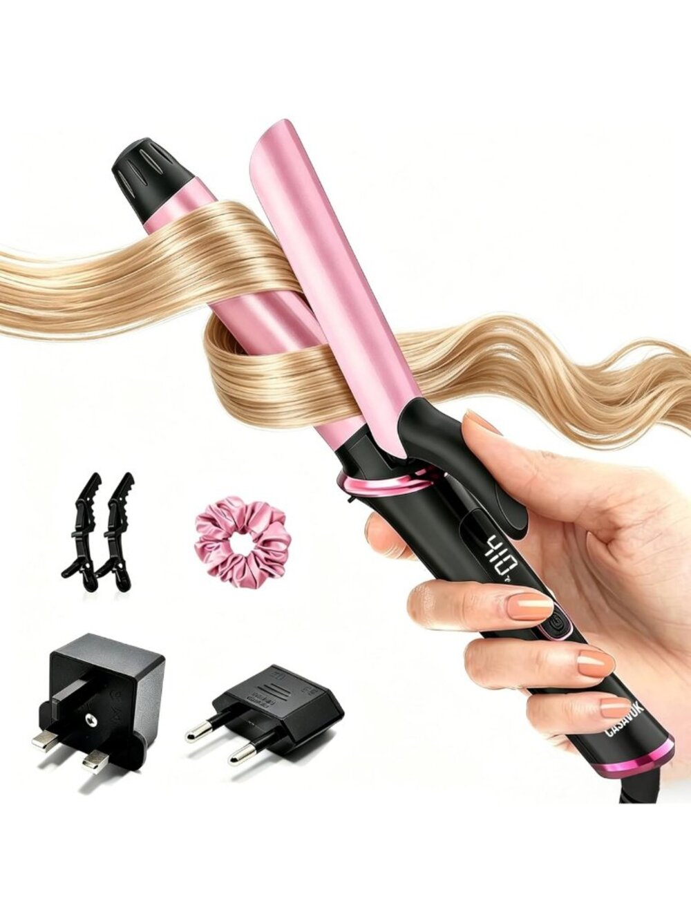 Mini Dual Voltage Travel Curling Iron - 1 Inch, 5 Heat Settings, Fast Heating